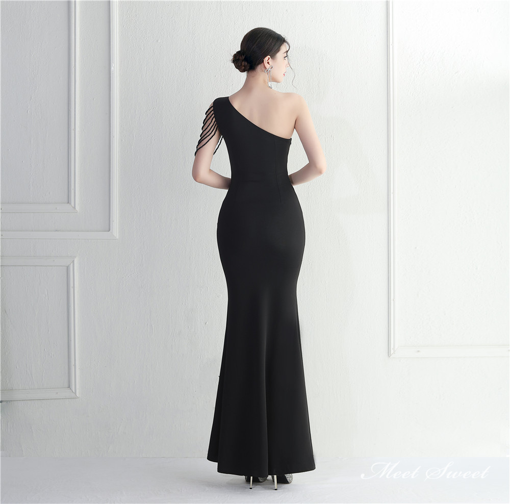 カラードレス マーメイドドレス ワンショルダー ビーズ パーティードレス イブニングドレス 発表会 結婚式 サテン 二次会 ファスナー ウェディングドレス 