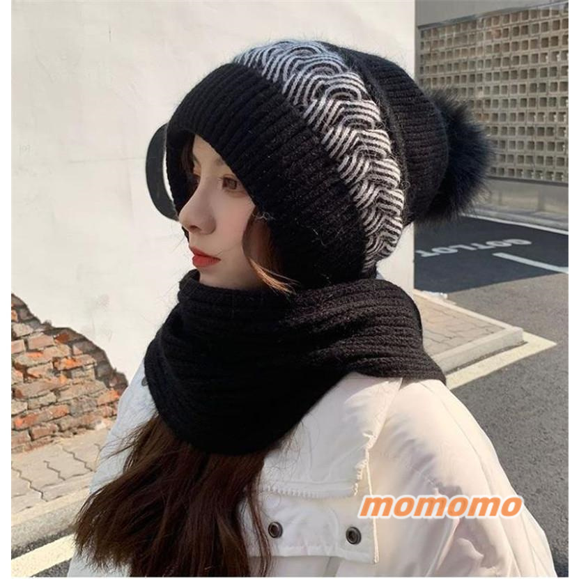 レディースファッション ニット帽 帽子 レディース ニットキャップ マフラー 韓国風 ポンポン 暖か 防風 冬 高級感 スヌード付き 防寒 厚手 アウトドア 
