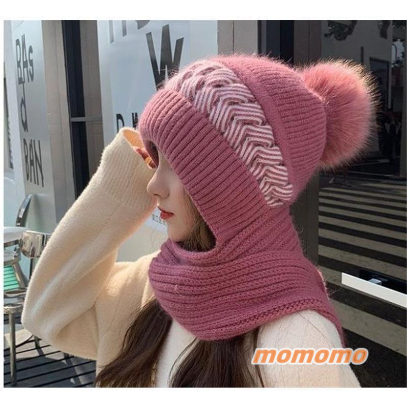 レディースファッション ニット帽 帽子 レディース ニットキャップ マフラー 韓国風 ポンポン 暖か 防風 冬 高級感 スヌード付き 防寒 厚手 アウトドア 