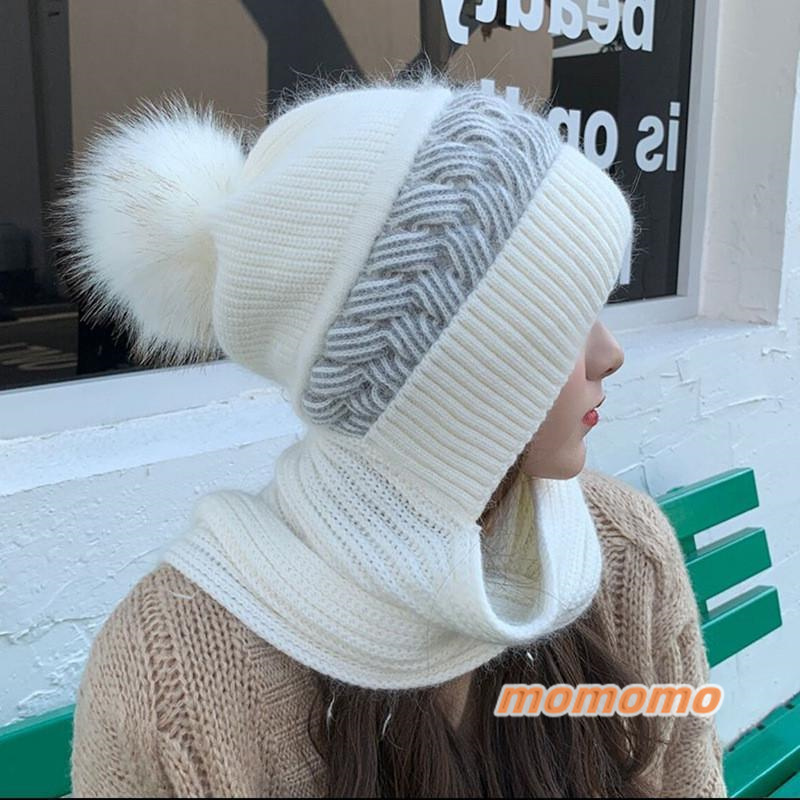 レディースファッション ニット帽 帽子 レディース ニットキャップ マフラー 韓国風 ポンポン 暖か 防風 冬 高級感 スヌード付き 防寒 厚手 アウトドア 