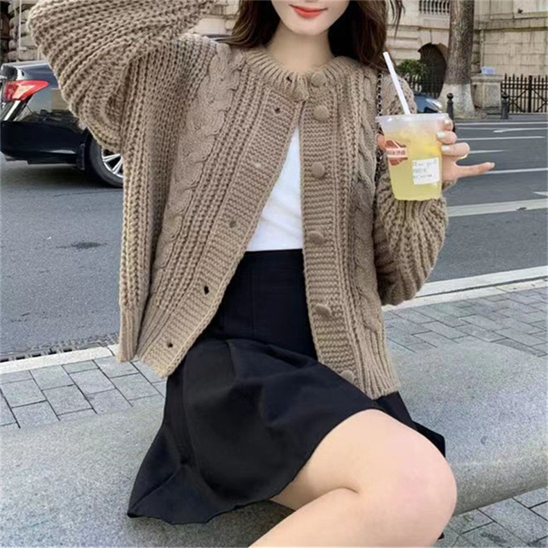 ニットカーディガン レディース 秋冬 トップス 体型カバー ニットコート ニットセーター 着痩せ 長袖カジュアル アウター 前開き 