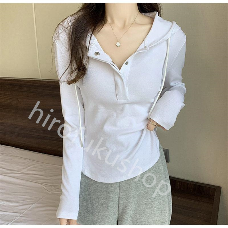 Tシャツ フード付き 長袖 カットソー レディース 春秋 プルオーバー 着痩せ ゆったり おしゃれ 体型カバー カジュアル シンプル 無地 トップス 