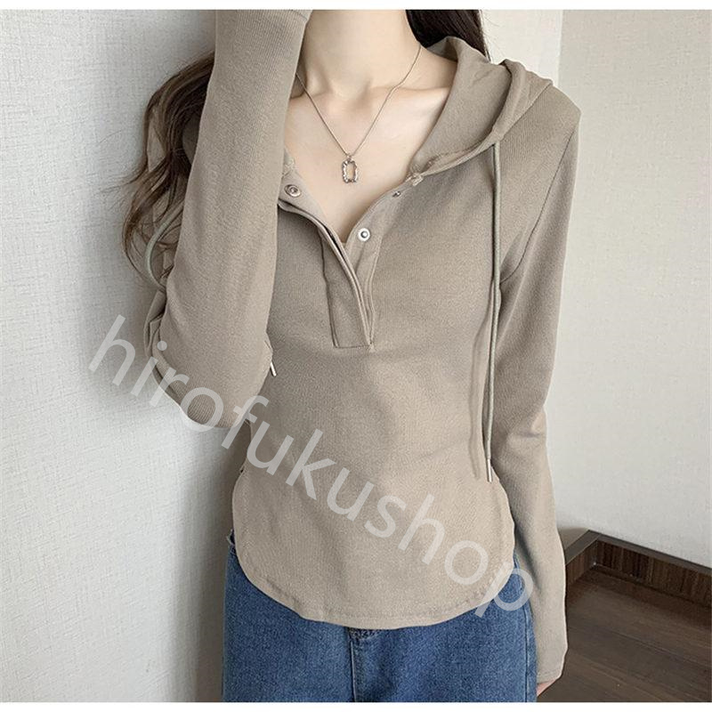 Tシャツ フード付き 長袖 カットソー レディース 春秋 プルオーバー 着痩せ ゆったり おしゃれ 体型カバー カジュアル シンプル 無地 トップス 