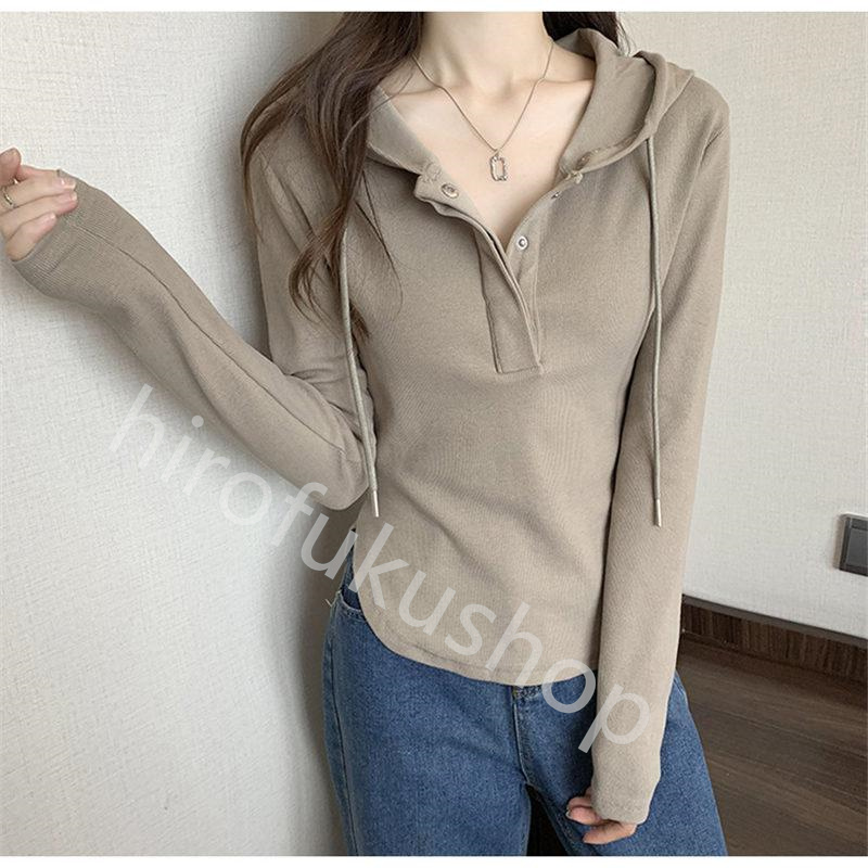 Tシャツ フード付き 長袖 カットソー レディース 春秋 プルオーバー 着痩せ ゆったり おしゃれ 体型カバー カジュアル シンプル 無地 トップス 