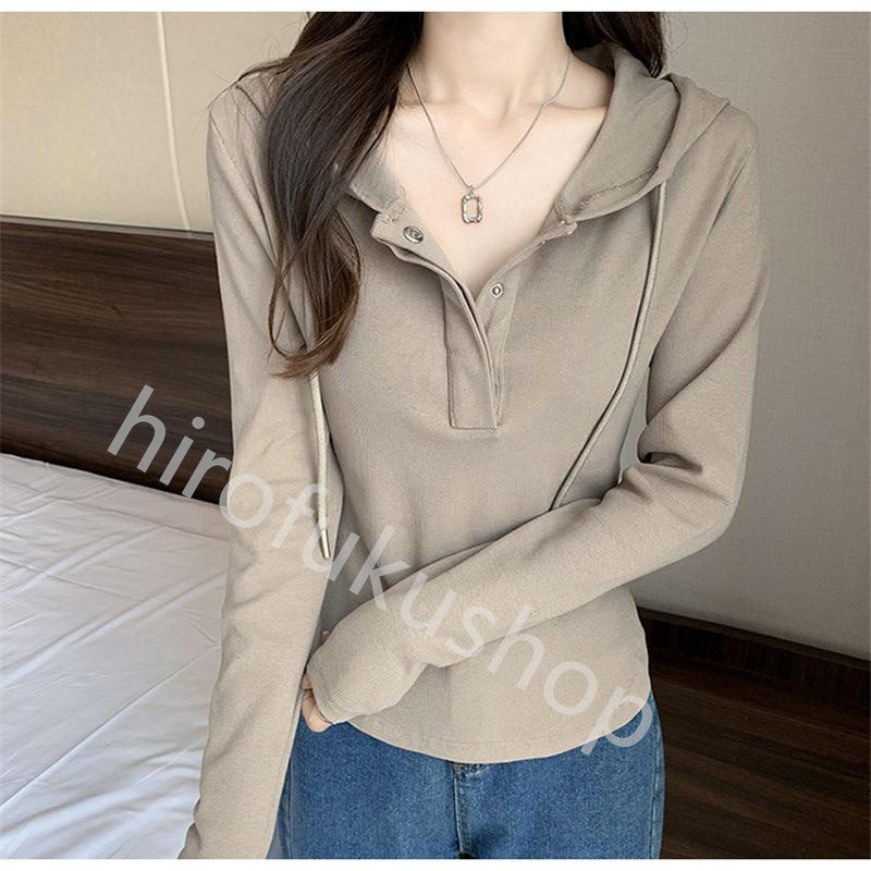 Tシャツ フード付き 長袖 カットソー レディース 春秋 プルオーバー 着痩せ ゆったり おしゃれ 体型カバー カジュアル シンプル 無地 トップス 