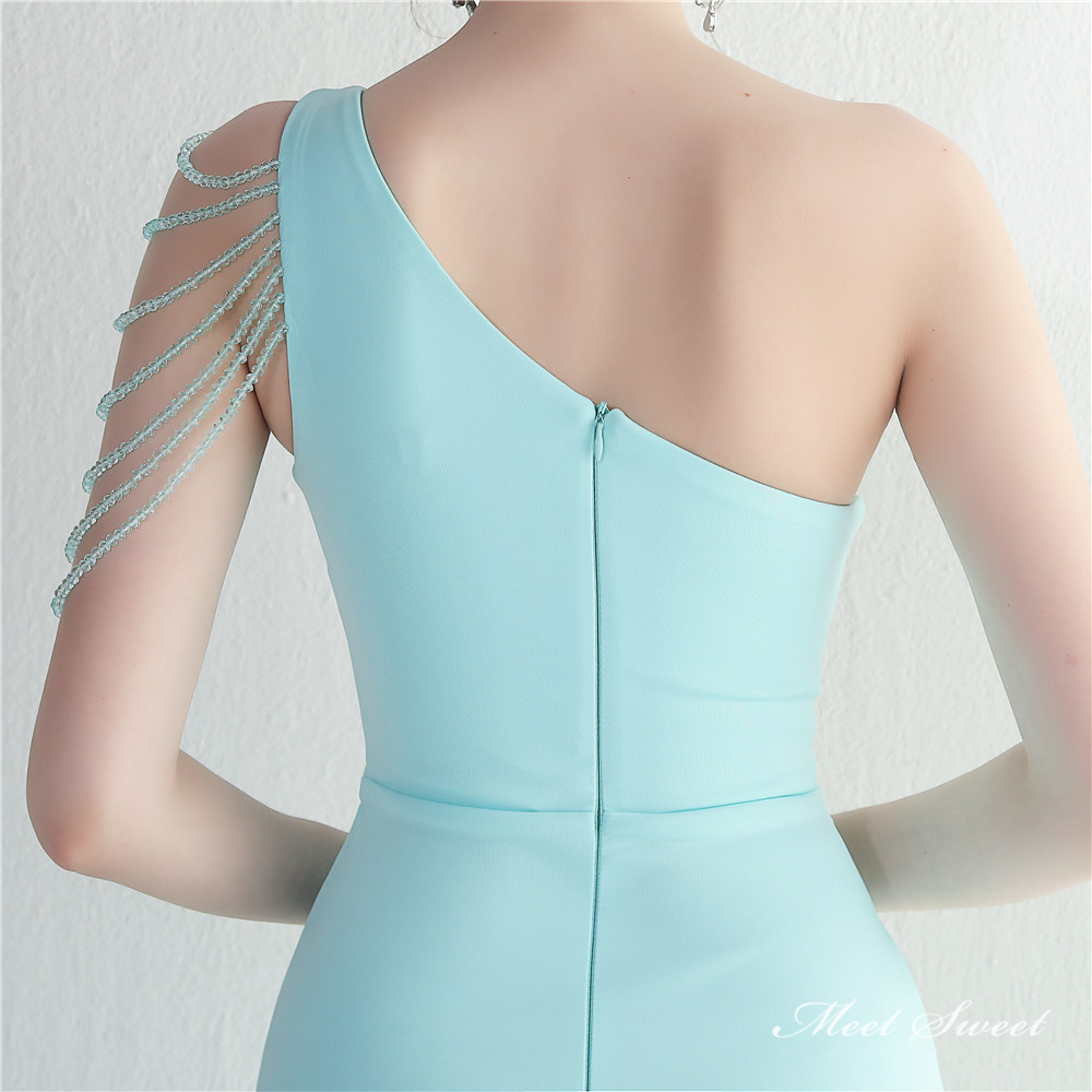 カラードレス マーメイドドレス パーティードレス ウェディングドレス 結婚式 ワンショルダー 演奏会 スリット 発表会披露宴 袖なし ロングドレス 二次会 