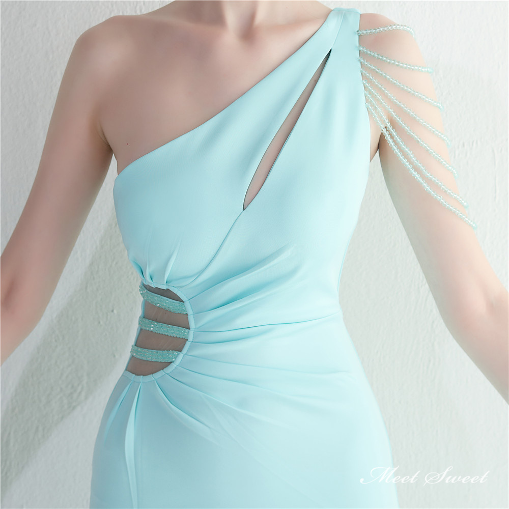 カラードレス マーメイドドレス パーティードレス ウェディングドレス 結婚式 ワンショルダー 演奏会 スリット 発表会披露宴 袖なし ロングドレス 二次会 