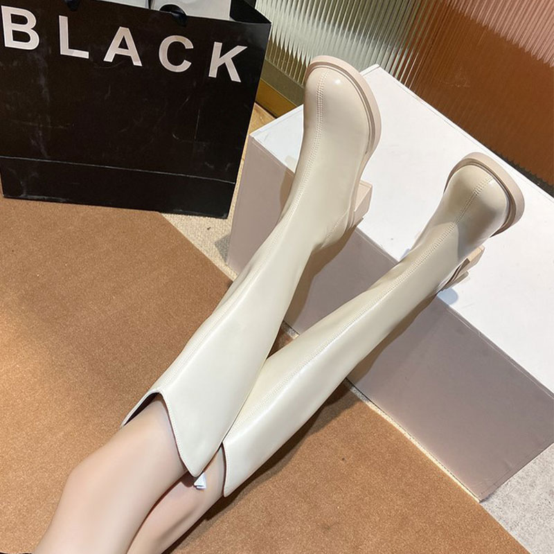 ロングブーツ レディース 靴 ブーツニット レースアップ ジョッキーブーツ 歩きやすい 痛くない フェイクレザー 厚底ブーツ韓国 防寒 合皮 