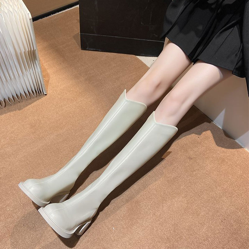 ロングブーツ レディース 靴 ブーツニット レースアップ ジョッキーブーツ 歩きやすい 痛くない フェイクレザー 厚底ブーツ韓国 防寒 合皮 