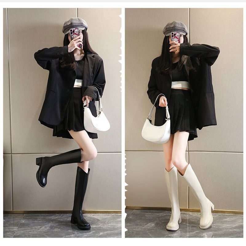 ロングブーツ レディース 靴 ブーツニット レースアップ ジョッキーブーツ 歩きやすい 痛くない フェイクレザー 厚底ブーツ韓国 防寒 合皮 