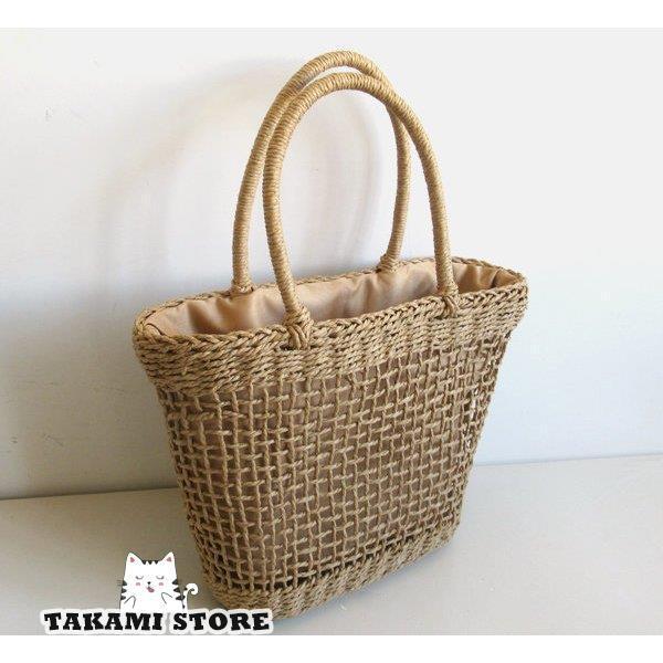 かごバッグ トート ハンドバッグ 手提げ レディース トートバッグ 軽量 マザーズ 肩掛け ママバッグ A4 草編みバッグビーチ 無地 大きめ ショルダーバッグ 