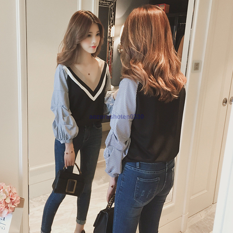 ブラウス Vネック ゆったり シャツ チュニック レディース 長袖 スキッパー シャツ バ袖 春夏 大人 グレー バ袖 