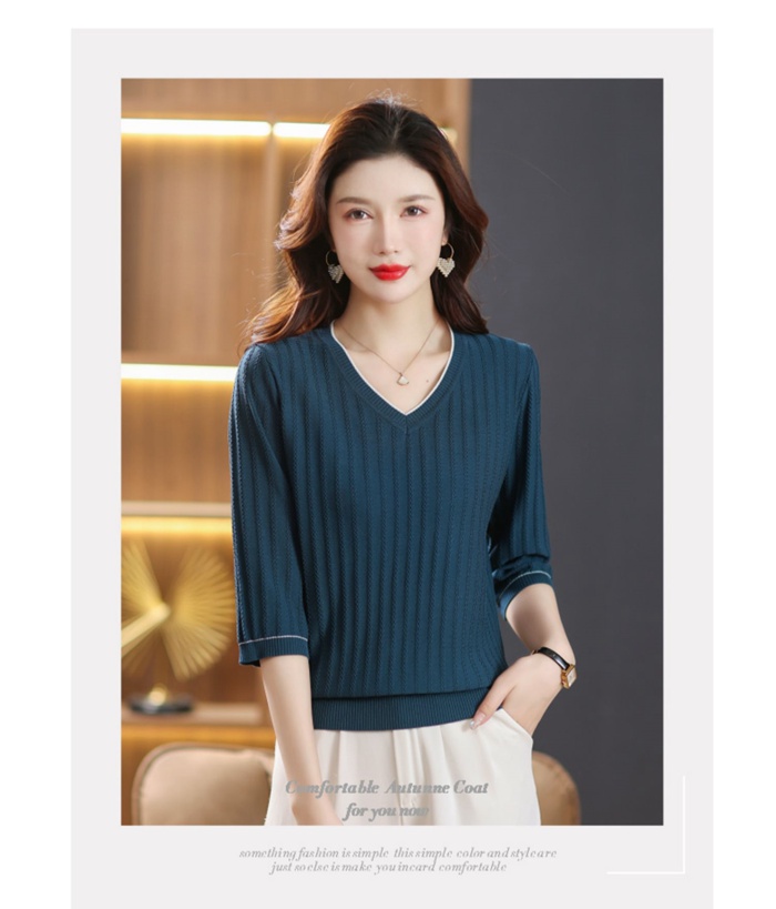 ニットTシャツ レディース ニット 薄手 通気性 七分袖 女性 トップス 無地 おしゃれ 通勤 春 ファッション Vネック Tシャツ 秋 カジュアル 