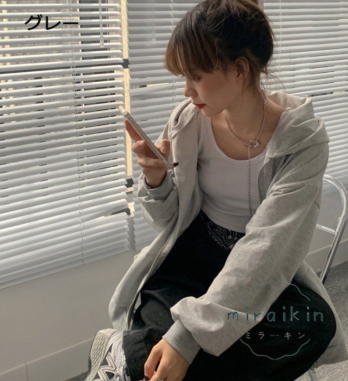 ジップレディース 長袖 ジップアップ無地 フード付きスウェット トップス ライトアウター ゆったり 通勤通学 おしゃれ 送料無料 カジュアル 