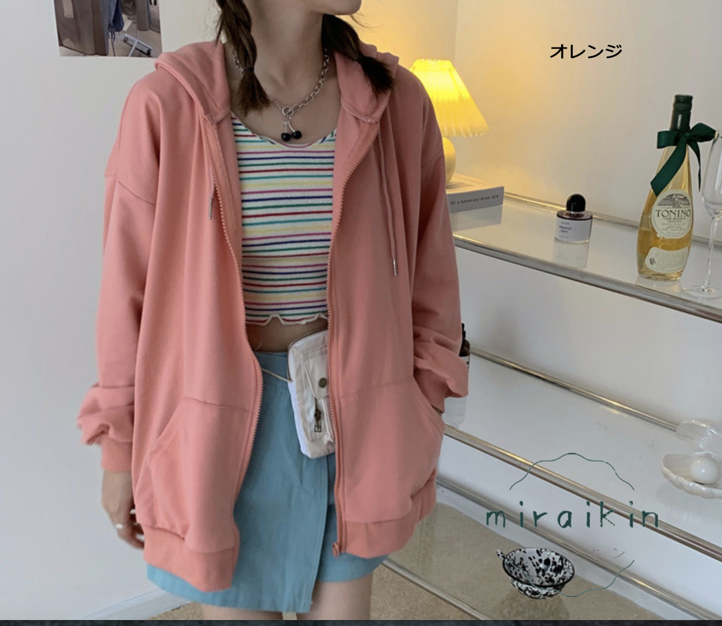 ジップレディース 長袖 ジップアップ無地 フード付きスウェット トップス ライトアウター ゆったり 通勤通学 おしゃれ 送料無料 カジュアル 