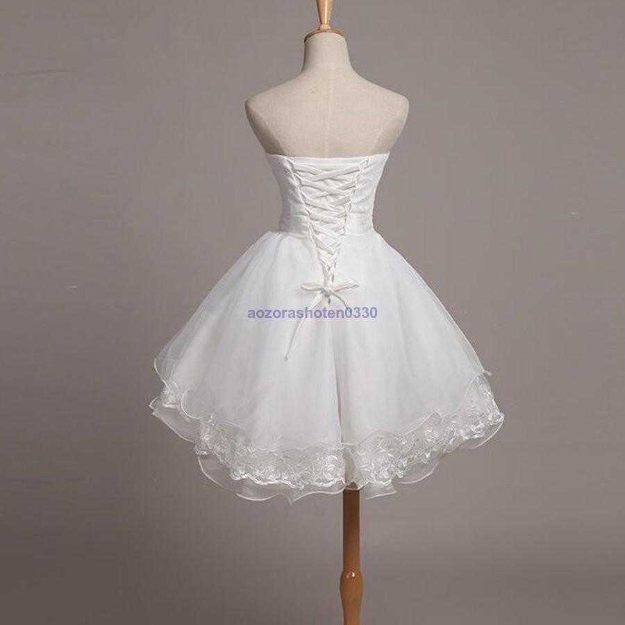 ホワイト 白いドレス ウエディングドレス 結婚式 2次会 花嫁 フォーマルドレス エンパイア 格安 ウェディングドレス ショートドレス ミニドレス 二次会ドレス 