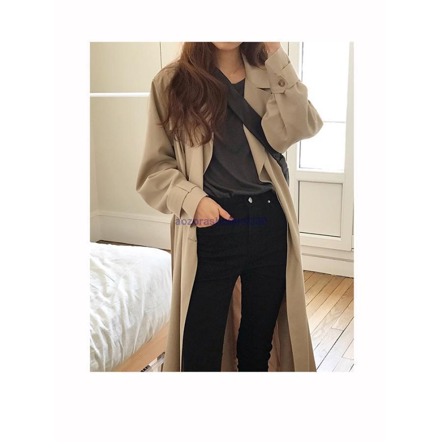 トレンチコート レディース 秋服 春 ロング Aライン OL ベルト付き 40代 30代 着痩せ 通勤 オシャレ アウター 韓国風 50代 オシャレ 50代 