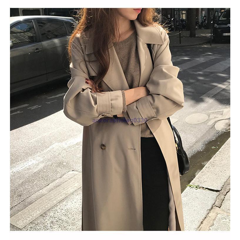 トレンチコート レディース 秋服 春 ロング Aライン OL ベルト付き 40代 30代 着痩せ 通勤 オシャレ アウター 韓国風 50代 オシャレ 50代 