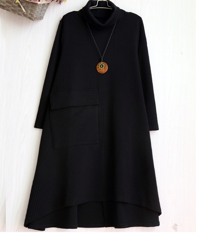 全品ポイント5% 半額クーポン付 タートルネックフレアワンピース レディース Aライン フ体型カバー  