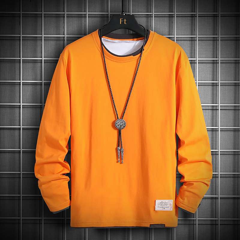 長袖Tシャツ メンズ ロンT 切り替え クルーネック Tシャツ 春服 白 20代 インナー 30代 秋服 40代 無地 黒 