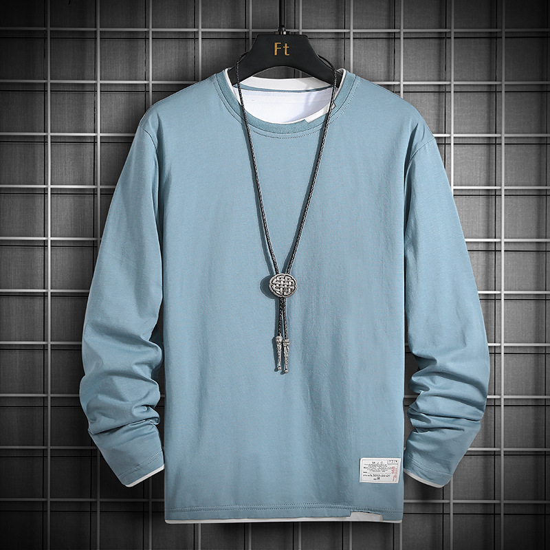 長袖Tシャツ メンズ ロンT 切り替え クルーネック Tシャツ 春服 白 20代 インナー 30代 秋服 40代 無地 黒 