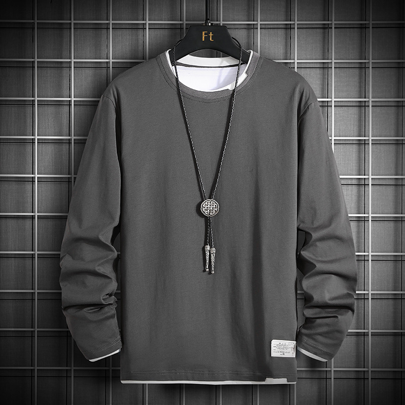 長袖Tシャツ メンズ ロンT 切り替え クルーネック Tシャツ 春服 白 20代 インナー 30代 秋服 40代 無地 黒 