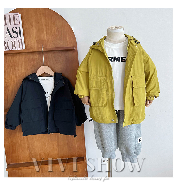 キッズ アウター 長袖 トップス ゆったり 動きやすい 着やすい 男女兼用 ジップフードつき カジュアル おしゃれ シンプル あわせやすい 