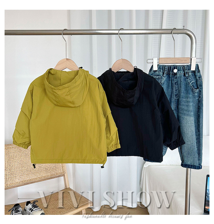 キッズ アウター 長袖 トップス ゆったり 動きやすい 着やすい 男女兼用 ジップフードつき カジュアル おしゃれ シンプル あわせやすい 