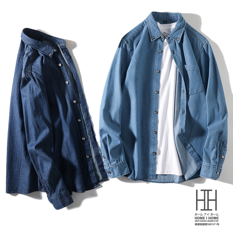 ボタンダウンシャツ デニムシャツ メンズ 長袖 ポケット付き ウォッシュ加工 カジュアル 柔らかい 羽織り 作業 ワークシャツ 