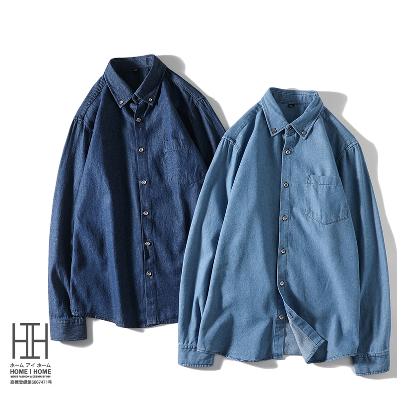 ボタンダウンシャツ デニムシャツ メンズ 長袖 ポケット付き ウォッシュ加工 カジュアル 柔らかい 羽織り 作業 ワークシャツ 