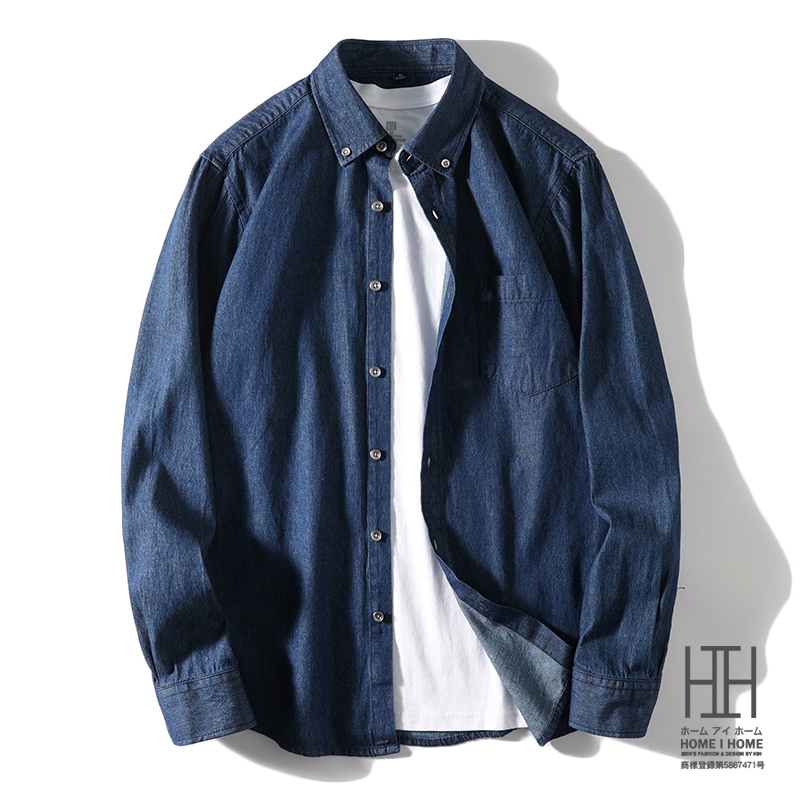 ボタンダウンシャツ デニムシャツ メンズ 長袖 ポケット付き ウォッシュ加工 カジュアル 柔らかい 羽織り 作業 ワークシャツ 