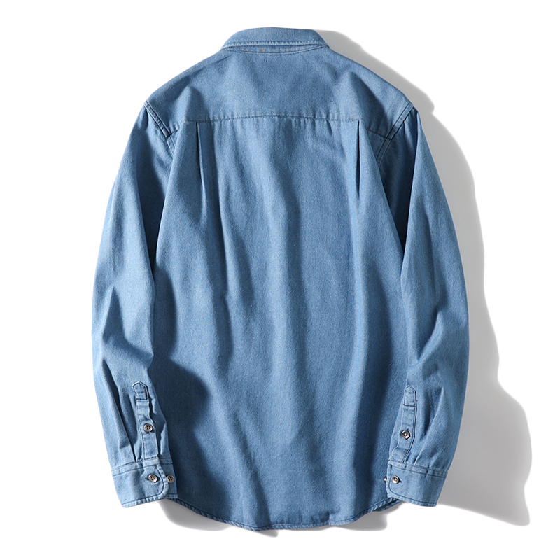 ボタンダウンシャツ デニムシャツ メンズ 長袖 ポケット付き ウォッシュ加工 カジュアル 柔らかい 羽織り 作業 ワークシャツ 