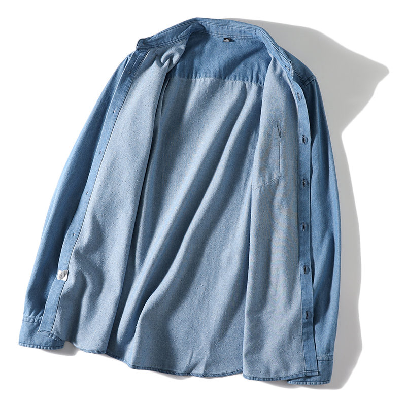 ボタンダウンシャツ デニムシャツ メンズ 長袖 ポケット付き ウォッシュ加工 カジュアル 柔らかい 羽織り 作業 ワークシャツ 