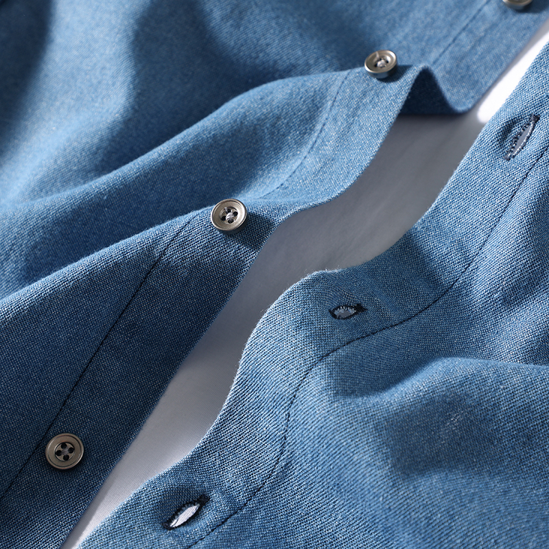 ボタンダウンシャツ デニムシャツ メンズ 長袖 ポケット付き ウォッシュ加工 カジュアル 柔らかい 羽織り 作業 ワークシャツ 