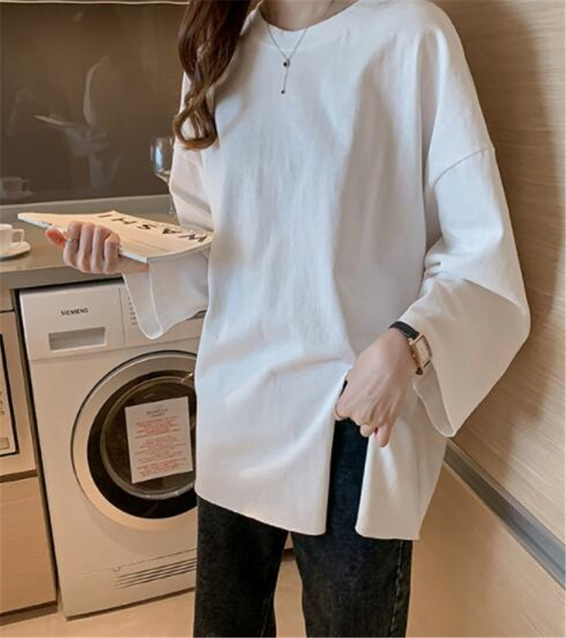 Tシャツ レディース 長袖 カットソー ロングTシャツ スウェット ゆったり 秋 シンプル 体型カバーきれいめ 部屋着 可愛い 大きいサイズ 