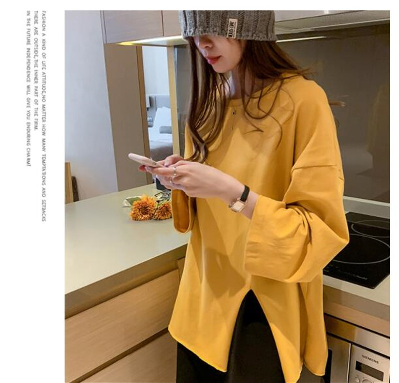 Tシャツ レディース 長袖 カットソー ロングTシャツ スウェット ゆったり 秋 シンプル 体型カバーきれいめ 部屋着 可愛い 大きいサイズ 