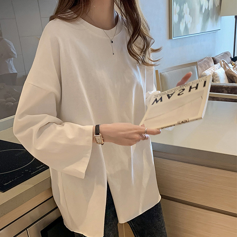 Tシャツ レディース 長袖 カットソー ロングTシャツ スウェット ゆったり 秋 シンプル 体型カバーきれいめ 部屋着 可愛い 大きいサイズ 