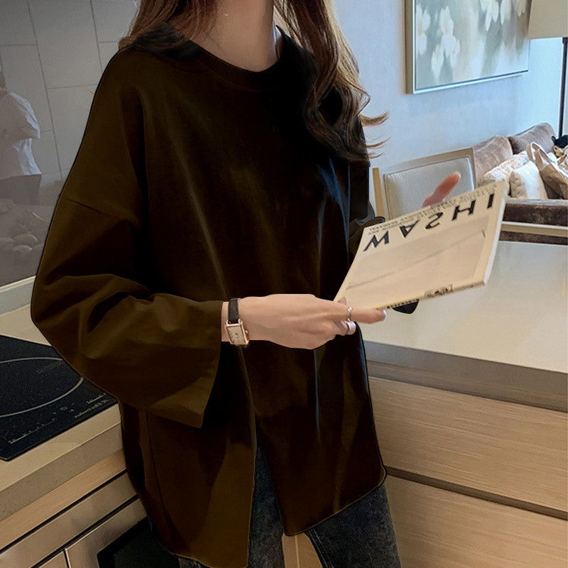 Tシャツ レディース 長袖 カットソー ロングTシャツ スウェット ゆったり 秋 シンプル 体型カバーきれいめ 部屋着 可愛い 大きいサイズ 