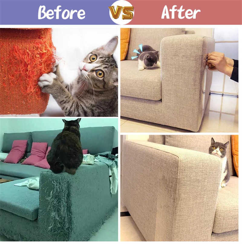 爪研ぎ防止 シート 猫 猫用爪とぎ防止 粘着タイプ 8枚 PVC 家具・壁・柱保護用 はがせるタイプ 透明 訓練用 防水 傷・汚れ防止 固定ピン付き 