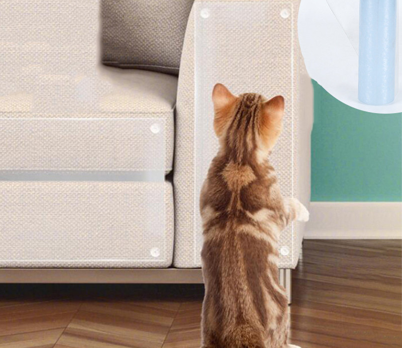 爪研ぎ防止 シート 猫 猫用爪とぎ防止 粘着タイプ 8枚 PVC 家具・壁・柱保護用 はがせるタイプ 透明 訓練用 防水 傷・汚れ防止 固定ピン付き 
