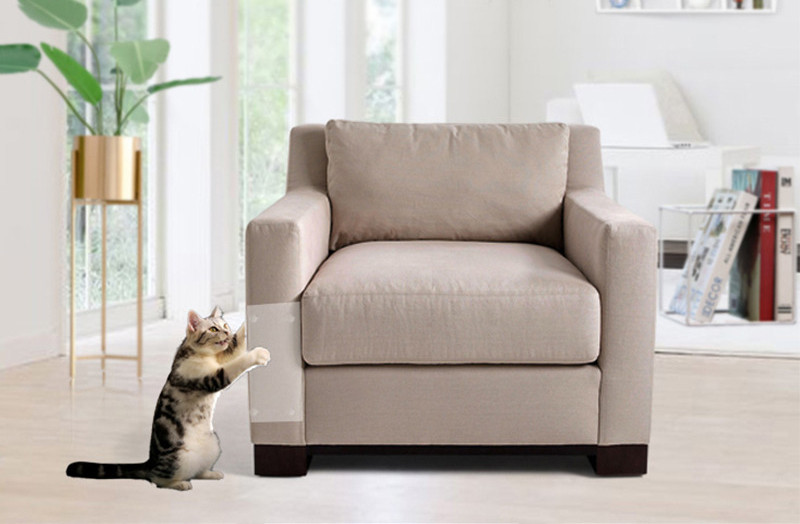 爪研ぎ防止 シート 猫 猫用爪とぎ防止 粘着タイプ 8枚 PVC 家具・壁・柱保護用 はがせるタイプ 透明 訓練用 防水 傷・汚れ防止 固定ピン付き 