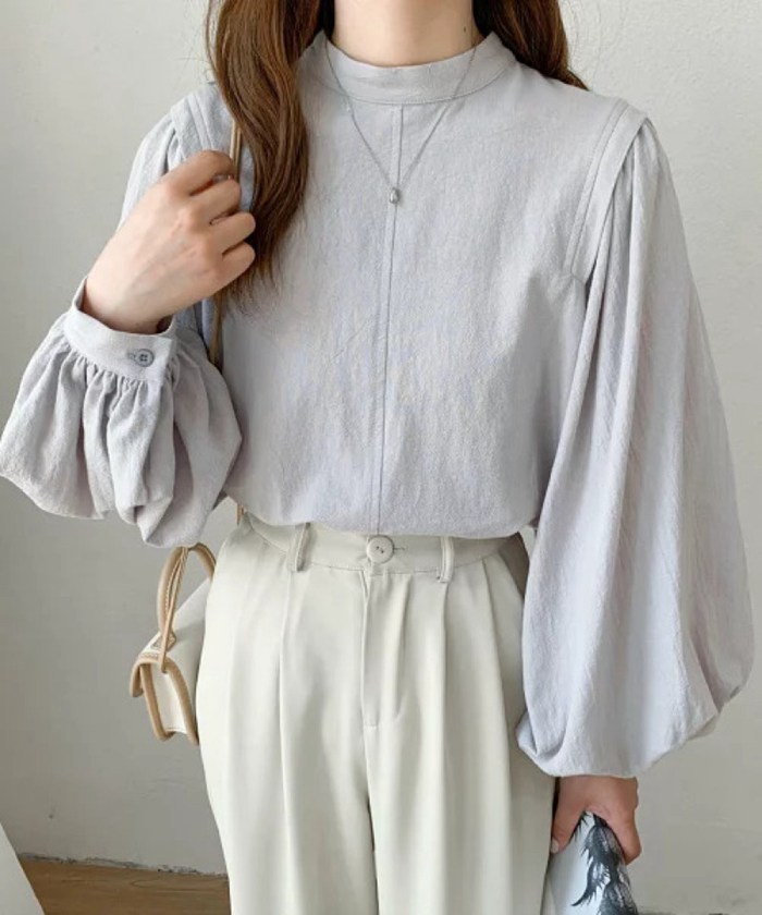 ブラウス レディース シャツ 新作 トップス パフスリーブ シンプル 長袖 エレOL 通勤 ゆったり ファッション 