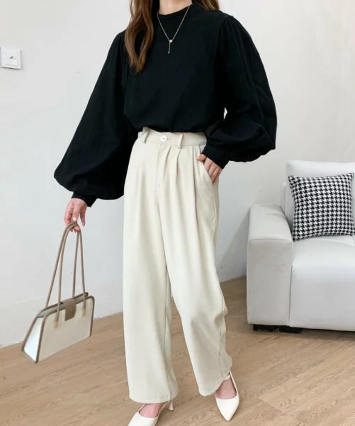 ブラウス レディース シャツ 新作 トップス パフスリーブ シンプル 長袖 エレOL 通勤 ゆったり ファッション 