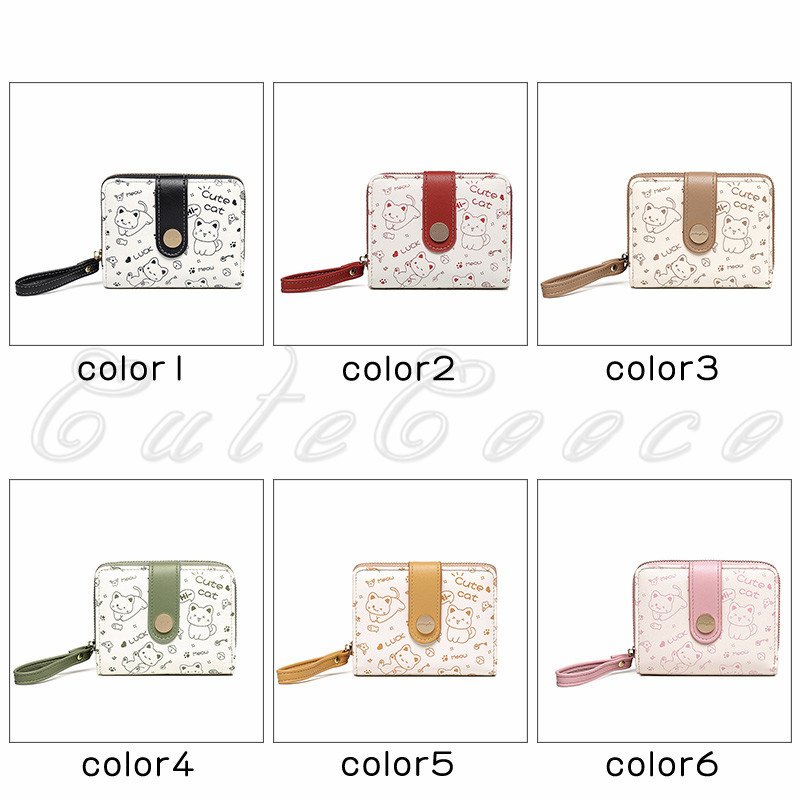二つ折り財布 レディース きれいめ コンパクト 軽量 耐久性 カードケース 誕生日プレゼント 多機能 プリント 自動振り分け 多収納 送料無料 贈り物 猫柄 