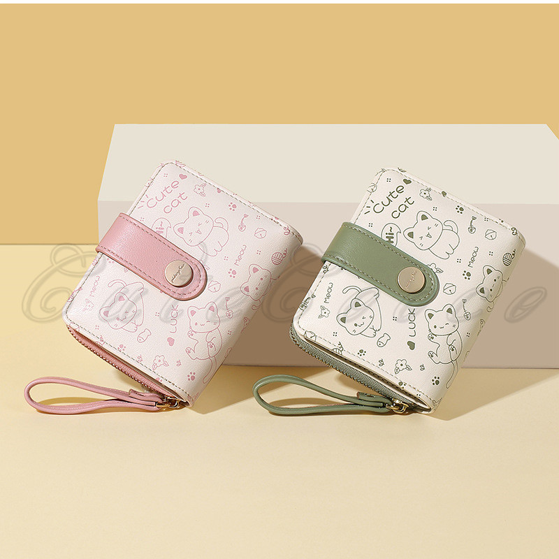 二つ折り財布 レディース きれいめ コンパクト 軽量 耐久性 カードケース 誕生日プレゼント 多機能 プリント 自動振り分け 多収納 送料無料 贈り物 猫柄 