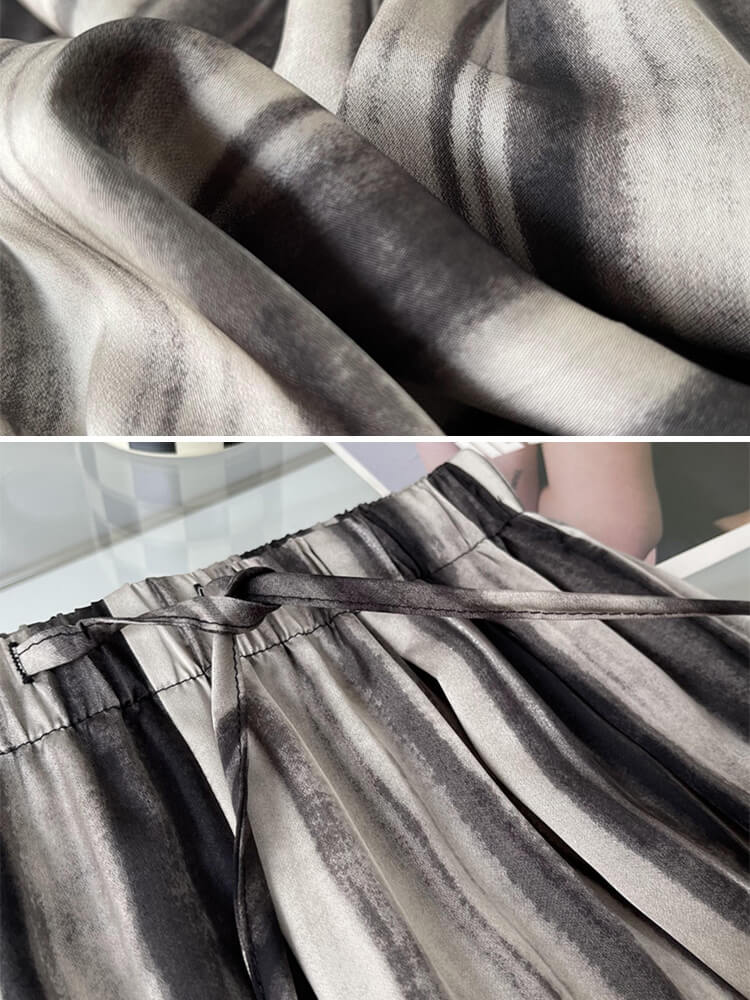 ワイドパンツ レディース 韓国 ストライプ 柄 モノトーン ゆったり ストレート ロングパンツ エレおしゃれ ロング丈 らくちん 