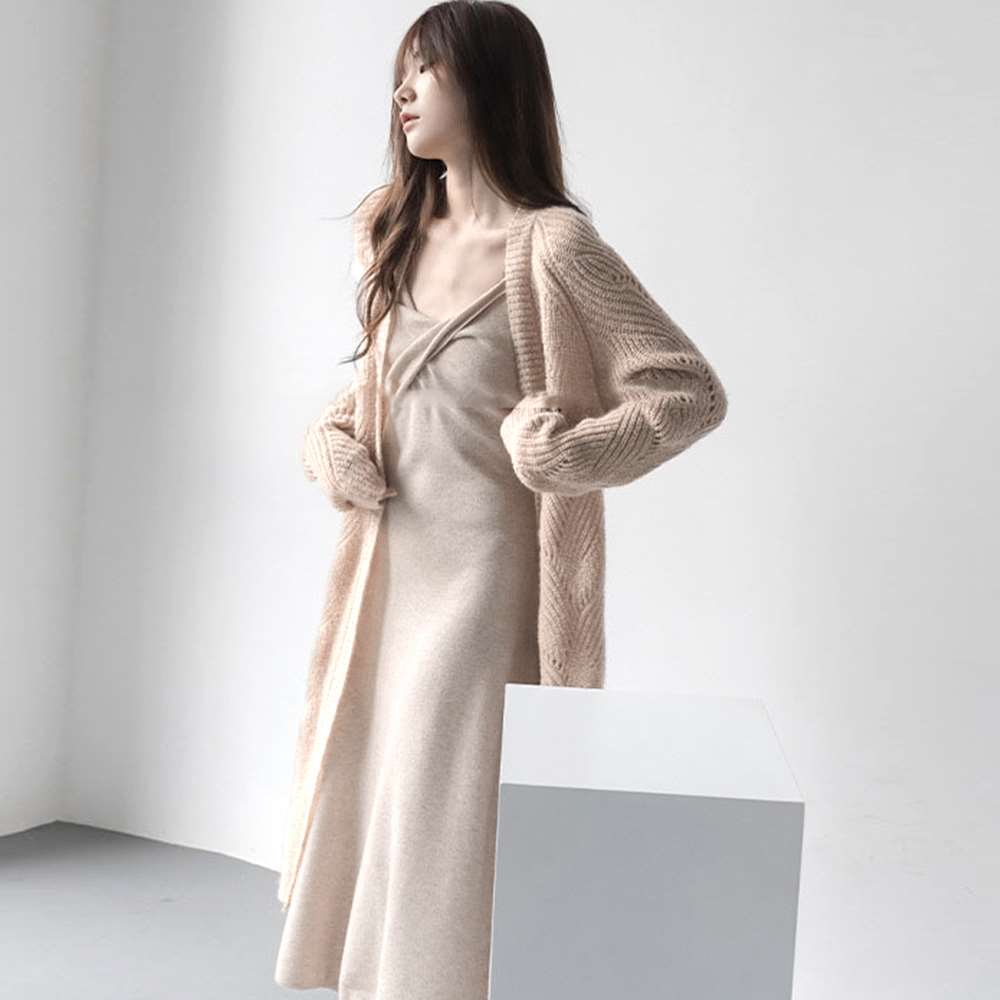 ニット カーディガン ロング レディース  
