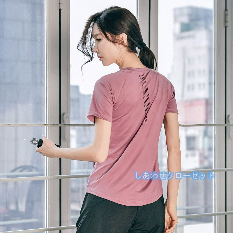 ヨガウェア レディース トップス 半袖 Tシャツ ホットヨガ 吸汗 ランニングウェア かわいい スポーツウェア おしゃれ 速乾 フィットネス 