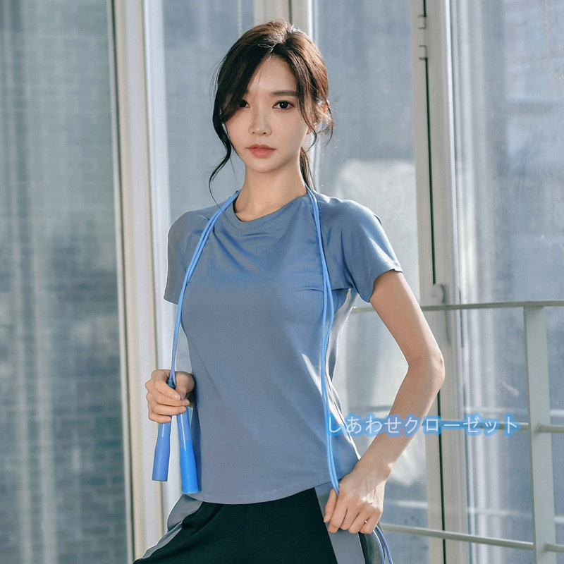 ヨガウェア レディース トップス 半袖 Tシャツ ホットヨガ 吸汗 ランニングウェア かわいい スポーツウェア おしゃれ 速乾 フィットネス 