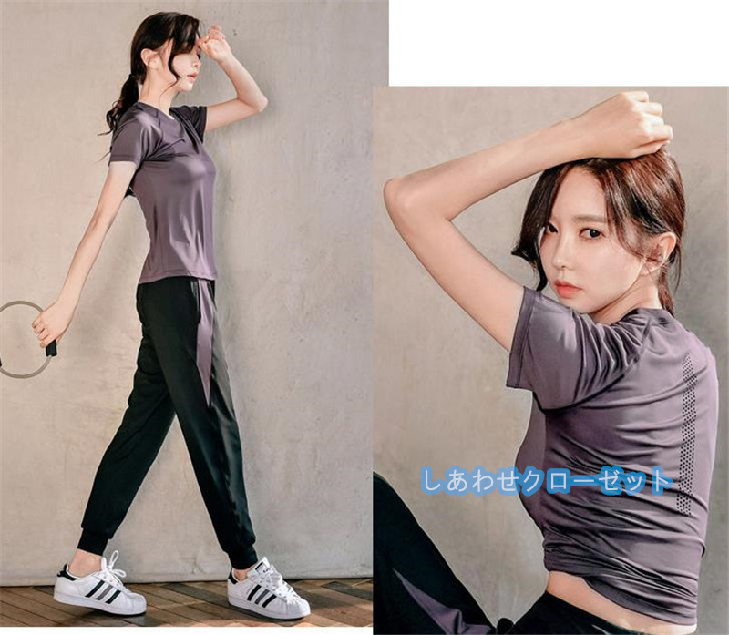 ヨガウェア レディース トップス 半袖 Tシャツ ホットヨガ 吸汗 ランニングウェア かわいい スポーツウェア おしゃれ 速乾 フィットネス 